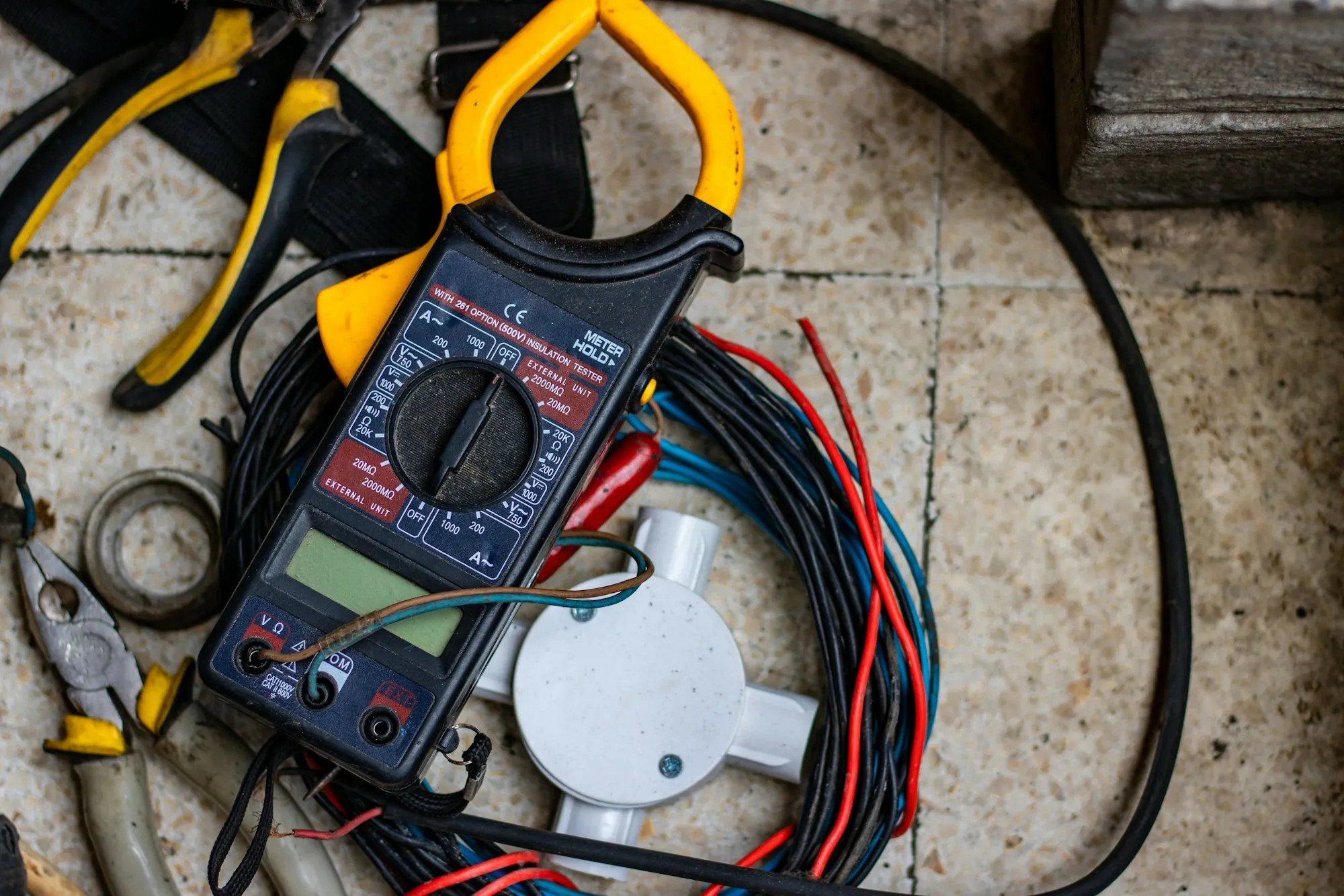 Clamp meter used for electrical testing