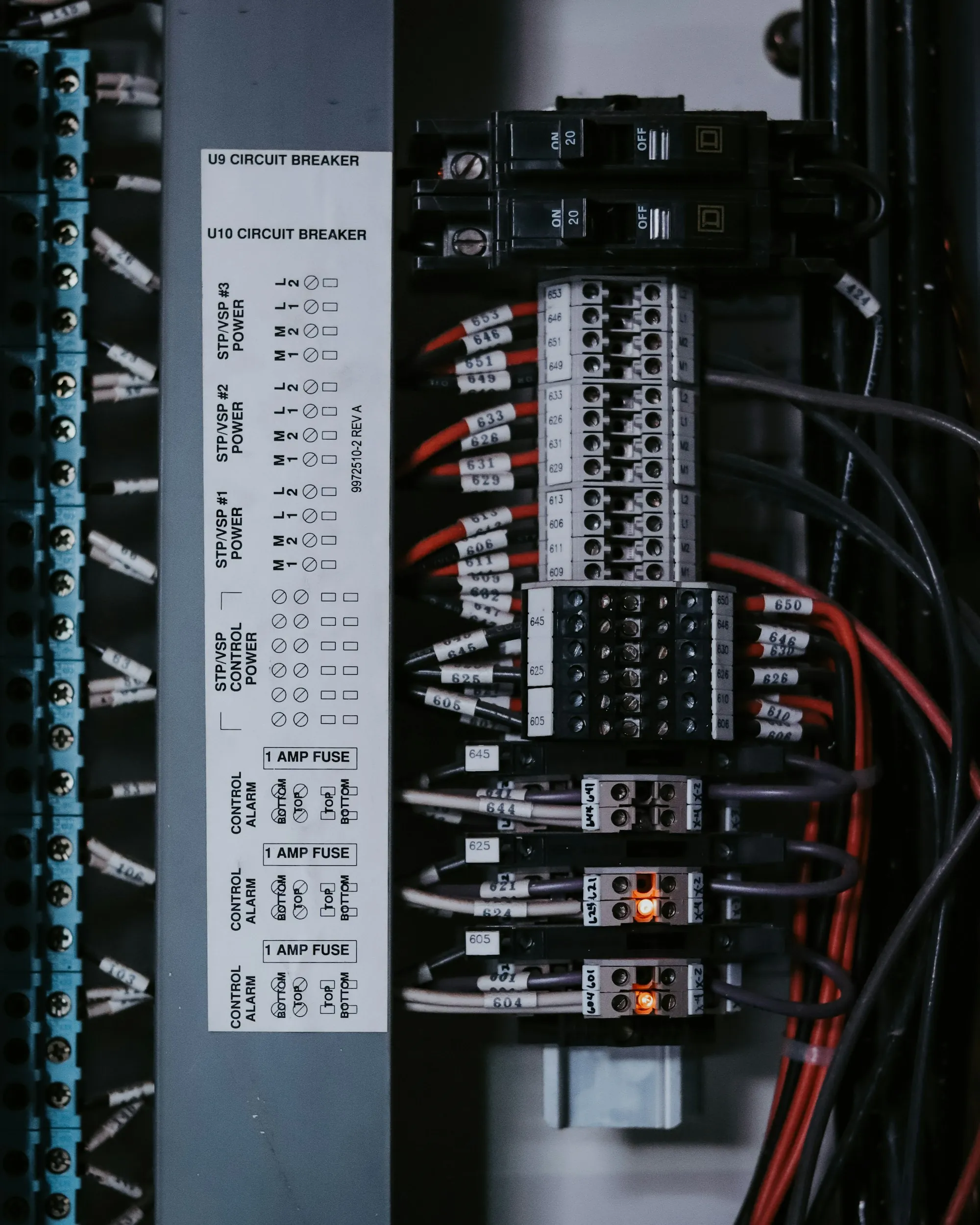 Cables terminated into a switch box
